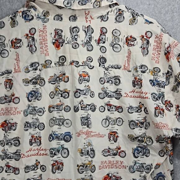 Harley Davidson Shirt Button Down Geometric Pattern Era Medium - Picture 6 of 11